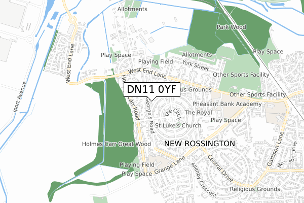 DN11 0YF map - small scale - OS Open Zoomstack (Ordnance Survey)