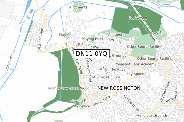 DN11 0YQ map - small scale - OS Open Zoomstack (Ordnance Survey)