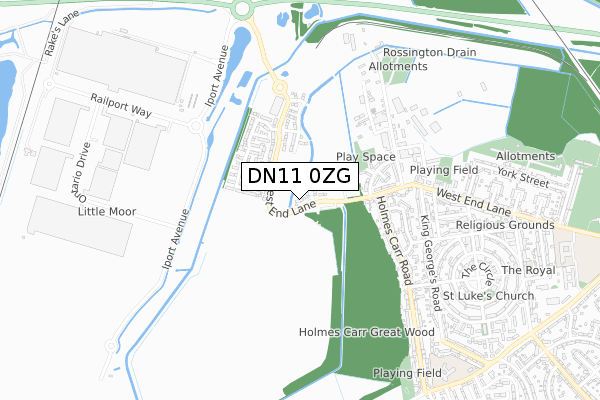 DN11 0ZG map - small scale - OS Open Zoomstack (Ordnance Survey)