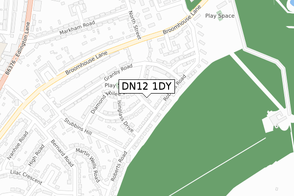 DN12 1DY map - large scale - OS Open Zoomstack (Ordnance Survey)