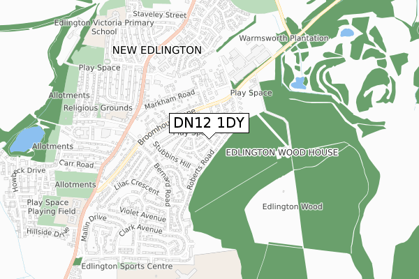 DN12 1DY map - small scale - OS Open Zoomstack (Ordnance Survey)