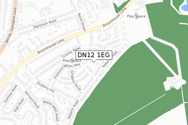 DN12 1EG map - large scale - OS Open Zoomstack (Ordnance Survey)