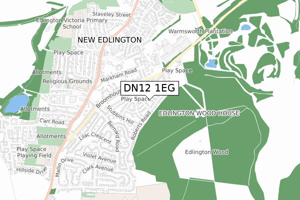 DN12 1EG map - small scale - OS Open Zoomstack (Ordnance Survey)