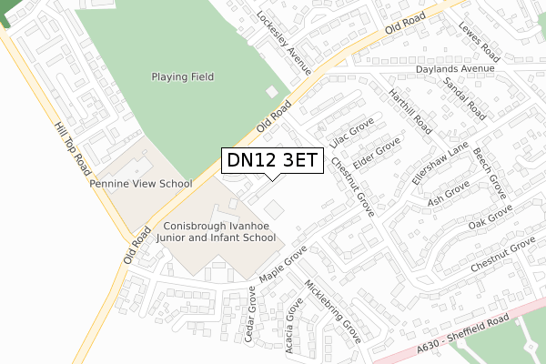 DN12 3ET map - large scale - OS Open Zoomstack (Ordnance Survey)