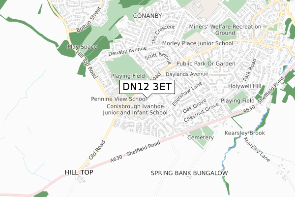 DN12 3ET map - small scale - OS Open Zoomstack (Ordnance Survey)