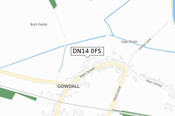 DN14 0FS map - large scale - OS Open Zoomstack (Ordnance Survey)