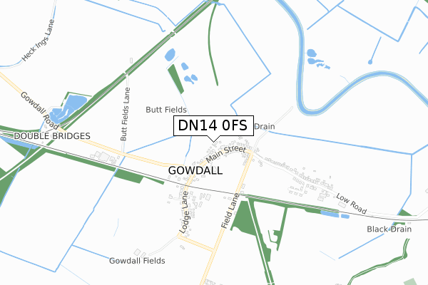 DN14 0FS map - small scale - OS Open Zoomstack (Ordnance Survey)