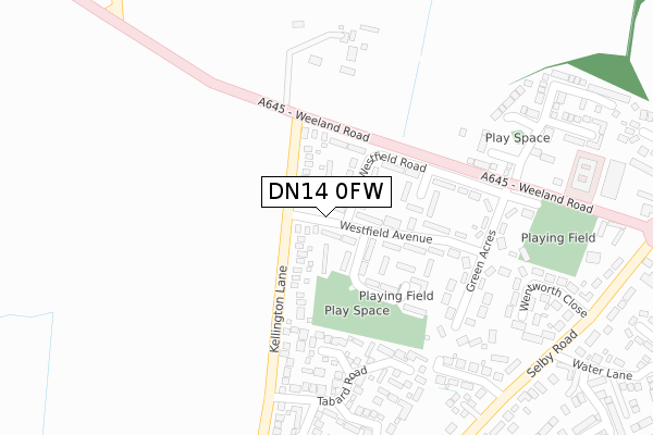 DN14 0FW map - large scale - OS Open Zoomstack (Ordnance Survey)