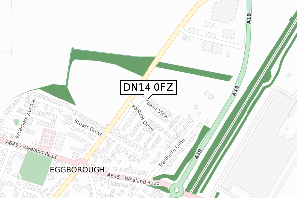 DN14 0FZ map - large scale - OS Open Zoomstack (Ordnance Survey)