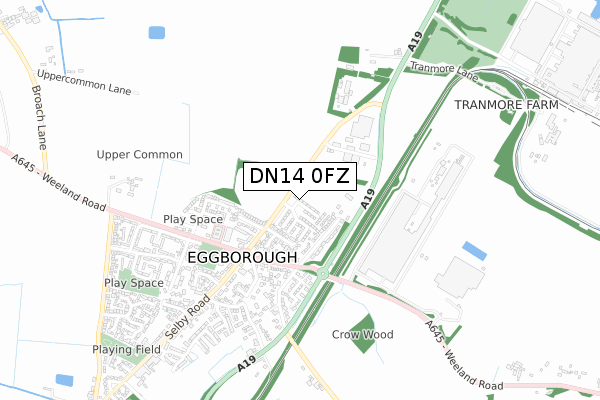 DN14 0FZ map - small scale - OS Open Zoomstack (Ordnance Survey)