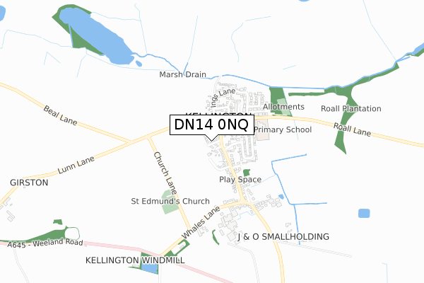 DN14 0NQ map - small scale - OS Open Zoomstack (Ordnance Survey)