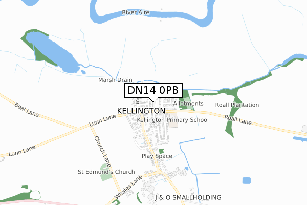 DN14 0PB map - small scale - OS Open Zoomstack (Ordnance Survey)