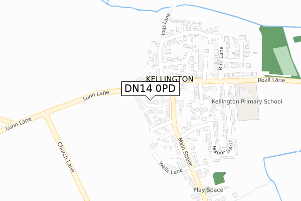 DN14 0PD map - large scale - OS Open Zoomstack (Ordnance Survey)