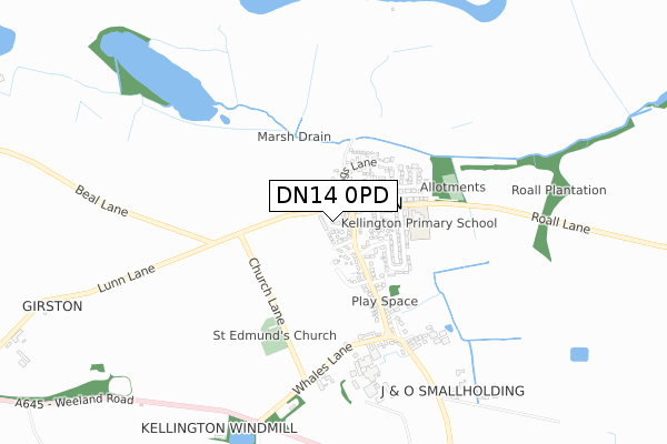 DN14 0PD map - small scale - OS Open Zoomstack (Ordnance Survey)