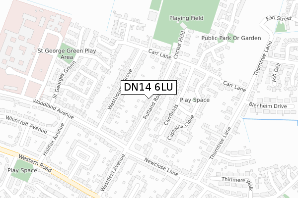 DN14 6LU map - large scale - OS Open Zoomstack (Ordnance Survey)