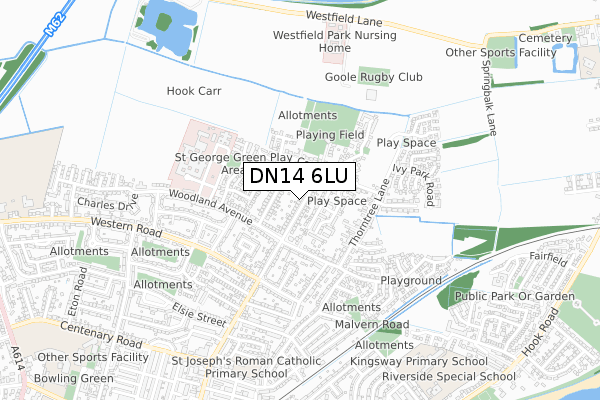 DN14 6LU map - small scale - OS Open Zoomstack (Ordnance Survey)