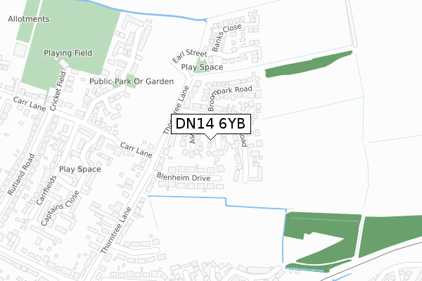 DN14 6YB map - large scale - OS Open Zoomstack (Ordnance Survey)