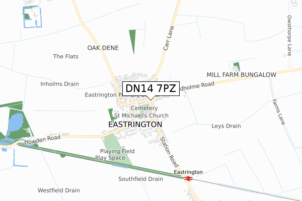 DN14 7PZ map - small scale - OS Open Zoomstack (Ordnance Survey)