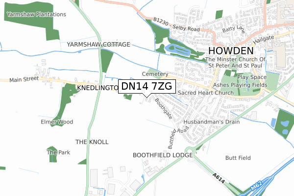 DN14 7ZG map - small scale - OS Open Zoomstack (Ordnance Survey)