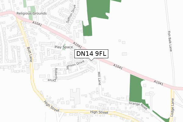 DN14 9FL map - large scale - OS Open Zoomstack (Ordnance Survey)