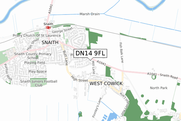 DN14 9FL map - small scale - OS Open Zoomstack (Ordnance Survey)