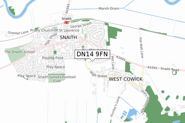 DN14 9FN map - small scale - OS Open Zoomstack (Ordnance Survey)