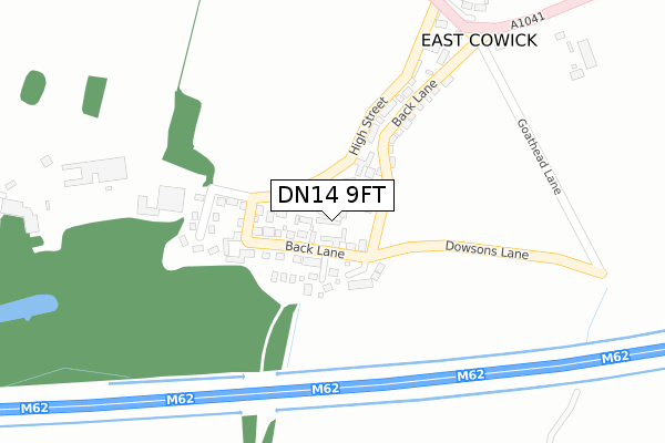 DN14 9FT map - large scale - OS Open Zoomstack (Ordnance Survey)