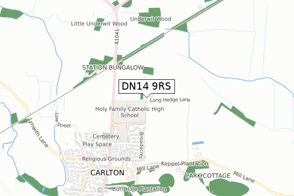 DN14 9RS map - small scale - OS Open Zoomstack (Ordnance Survey)