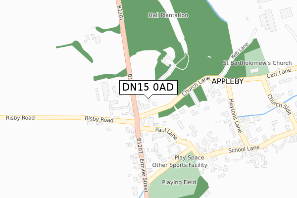 DN15 0AD map - large scale - OS Open Zoomstack (Ordnance Survey)