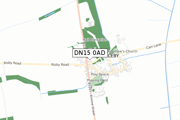 DN15 0AD map - small scale - OS Open Zoomstack (Ordnance Survey)