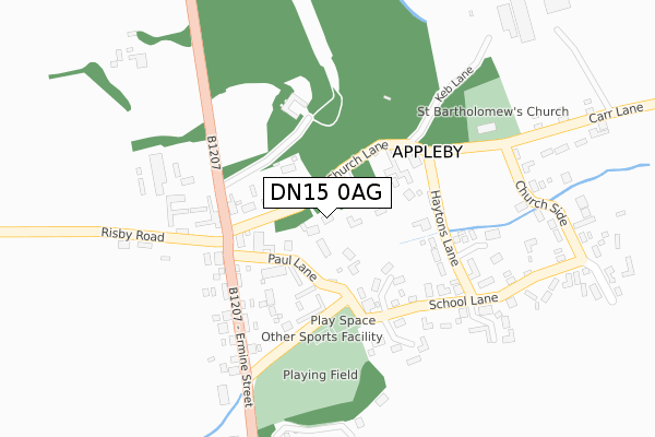 DN15 0AG map - large scale - OS Open Zoomstack (Ordnance Survey)