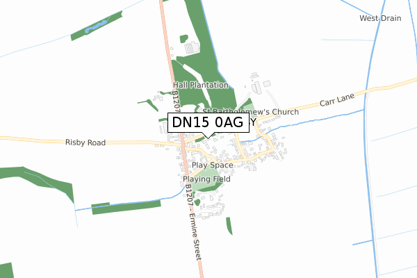 DN15 0AG map - small scale - OS Open Zoomstack (Ordnance Survey)