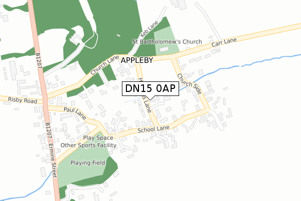 DN15 0AP map - large scale - OS Open Zoomstack (Ordnance Survey)