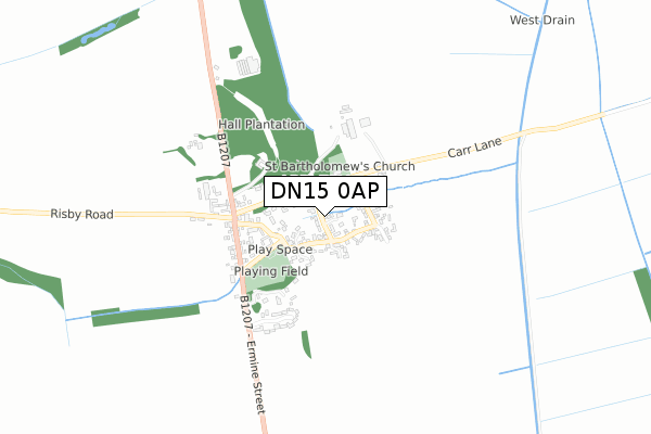 DN15 0AP map - small scale - OS Open Zoomstack (Ordnance Survey)