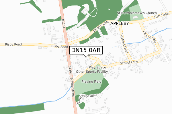 DN15 0AR map - large scale - OS Open Zoomstack (Ordnance Survey)