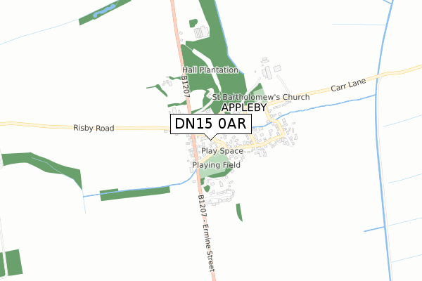 DN15 0AR map - small scale - OS Open Zoomstack (Ordnance Survey)