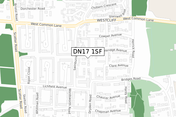 DN17 1SF map - large scale - OS Open Zoomstack (Ordnance Survey)