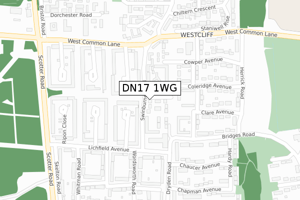 DN17 1WG map - large scale - OS Open Zoomstack (Ordnance Survey)