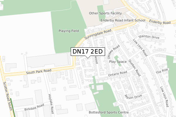 DN17 2ED map - large scale - OS Open Zoomstack (Ordnance Survey)