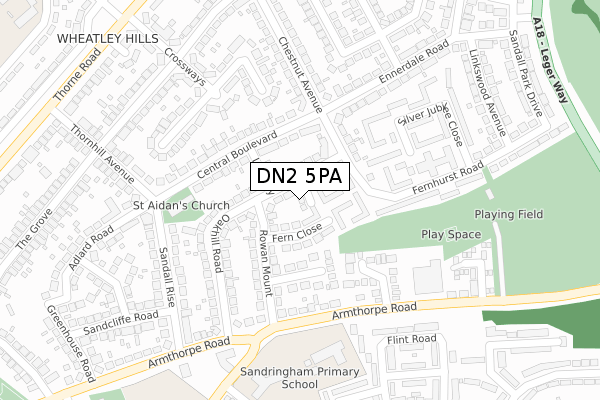 DN2 5PA map - large scale - OS Open Zoomstack (Ordnance Survey)