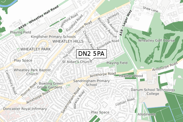 DN2 5PA map - small scale - OS Open Zoomstack (Ordnance Survey)