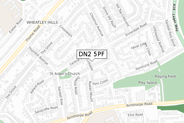 DN2 5PF map - large scale - OS Open Zoomstack (Ordnance Survey)