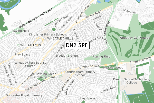 DN2 5PF map - small scale - OS Open Zoomstack (Ordnance Survey)