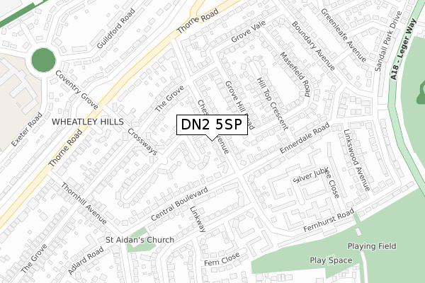 DN2 5SP map - large scale - OS Open Zoomstack (Ordnance Survey)