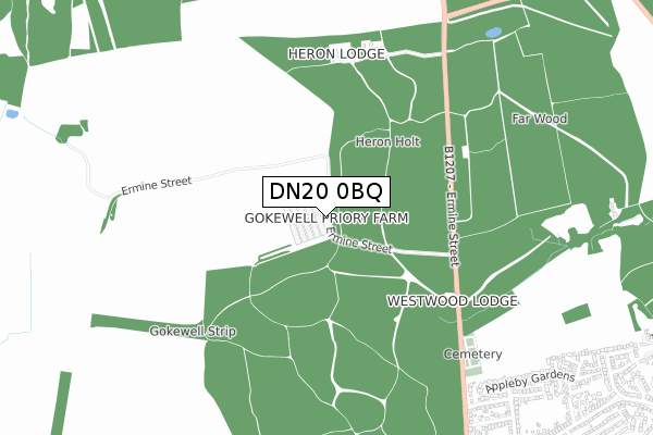 DN20 0BQ map - small scale - OS Open Zoomstack (Ordnance Survey)