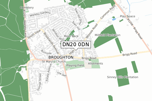 DN20 0DN map - small scale - OS Open Zoomstack (Ordnance Survey)