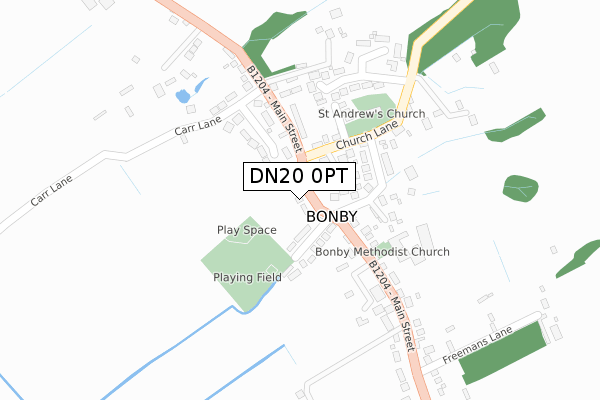 DN20 0PT map - large scale - OS Open Zoomstack (Ordnance Survey)