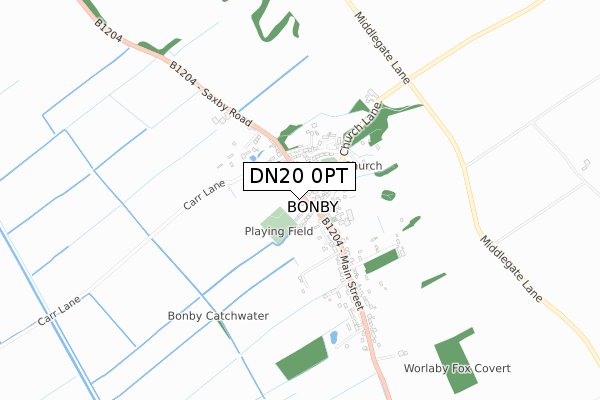 DN20 0PT map - small scale - OS Open Zoomstack (Ordnance Survey)