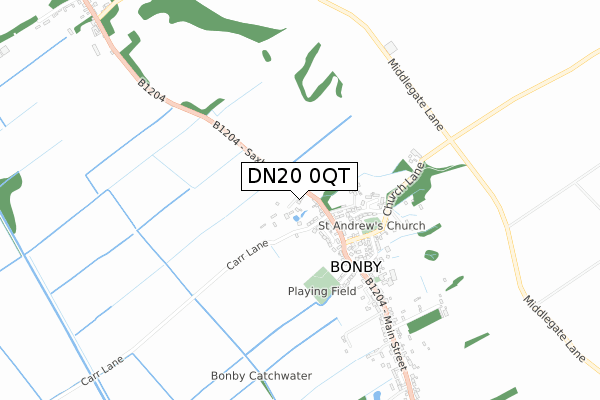 DN20 0QT map - small scale - OS Open Zoomstack (Ordnance Survey)