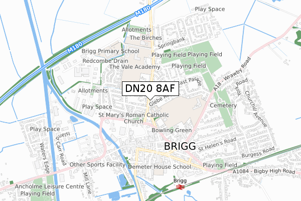 DN20 8AF map - small scale - OS Open Zoomstack (Ordnance Survey)